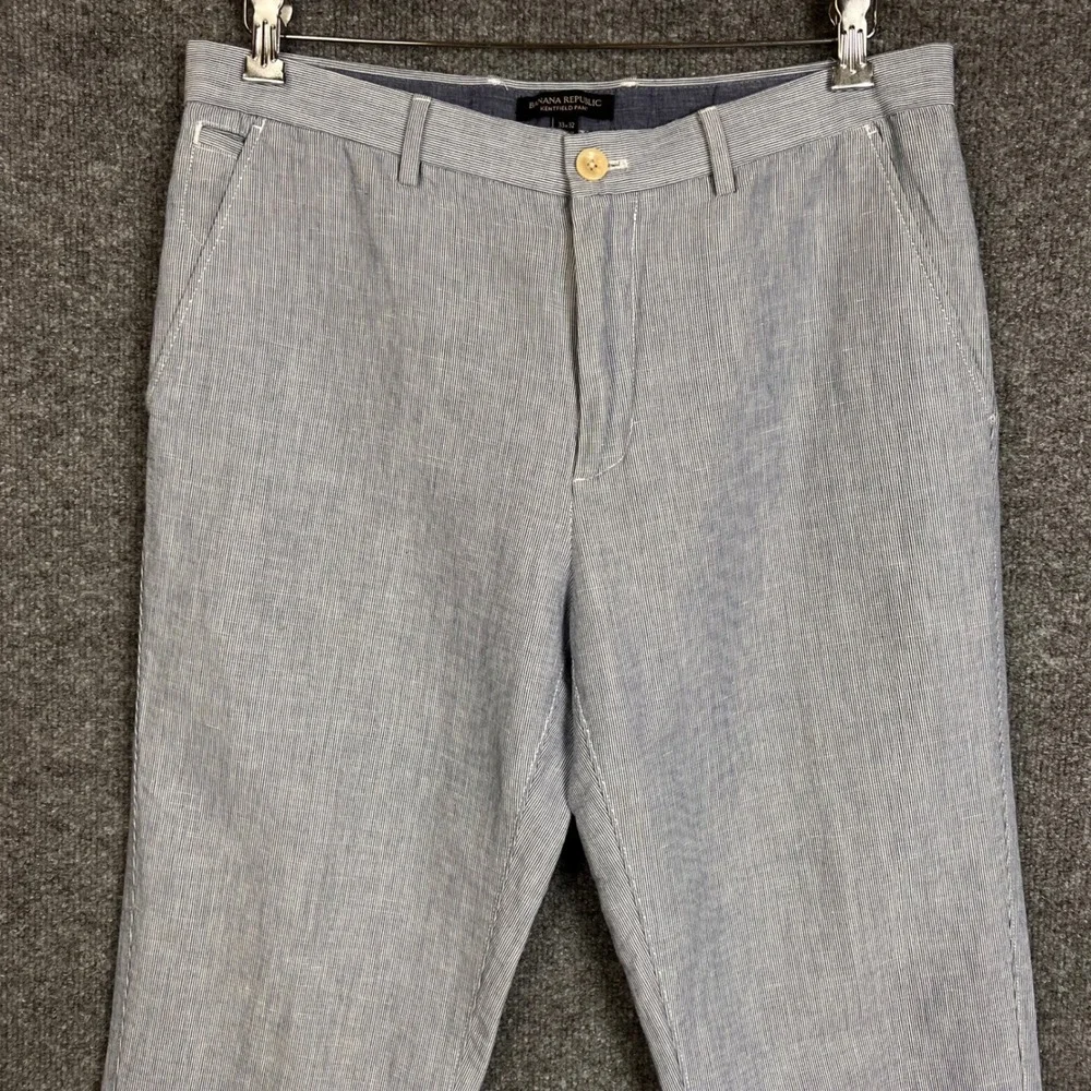 Banana Republic Kentfield Pant Mens 33x32 Blue Excellent Seersucker Pinstripe